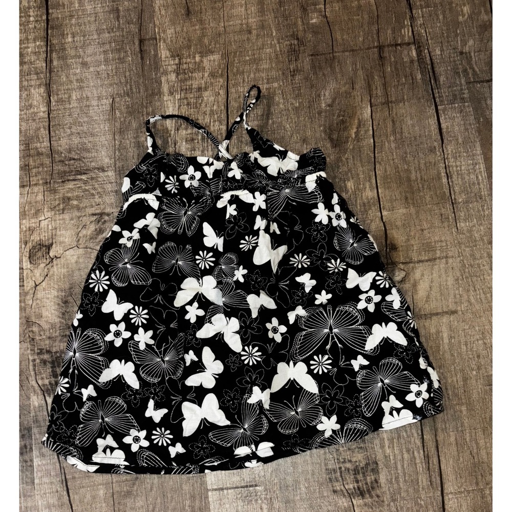 Old Navy Baby Girl Butterfly Print Sun Dress Black White‎ Cotton 12-18 Months